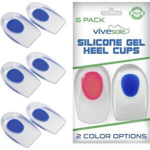 Heel Cups for Heel Pain Relief (3 Pairs) - Gel Cushion Inserts for Heel Spur